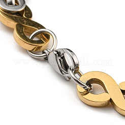 Bracciale a catena con maglie infinite in acciaio inossidabile 201 bicolore con placcatura ionica (ip)&nbsp;BJEW-B078-07GP