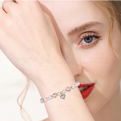 2 pz. 925 ciondoli a forma di cuore in argento sterling placcati in rodio&nbsp;STER-BBC0008-22