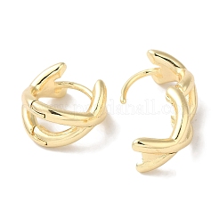 Orecchini a cerchio da donna a doppia fascia incrociata in ottone&nbsp;EJEW-U008-06G