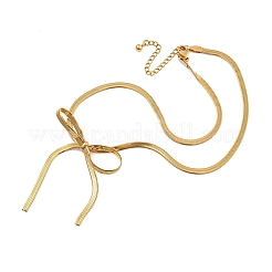 Halsketten mit Schlangenkettenanhänger aus Edelstahl mit Schleife für Damen&nbsp;NJEW-G151-01G