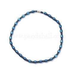 Bracciale con collana di perline a colonna in ematite sintetica e ottone con fermagli magnetici&nbsp;SJEW-G079-01