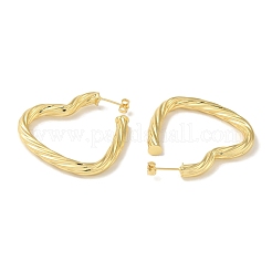 Ohrstecker aus Messing mit gedrehtem Herz für Damen&nbsp;EJEW-P272-03A-G