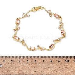 Pulseras de eslabones de flores de latón y vidrio&nbsp;KK-CBA7DFA-01G-C