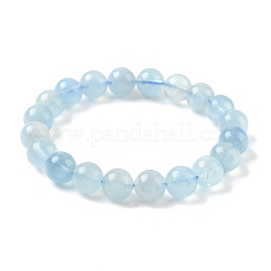 Bracelets extensibles en perles rondes d'aigue-marine naturelle pour hommes et femmes&nbsp;BJEW-U034-01A-03