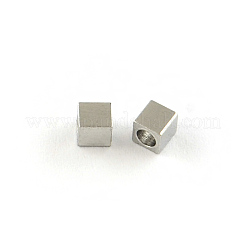 Perles d'espacement cubiques en acier inoxydable 201 résistantes au ternissement&nbsp;X-STAS-S040-10