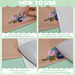 2 Paar selbstklebende Aufnäher aus computergesteuertem Stickstoff mit Blumen&nbsp;DIY-ME0002-30