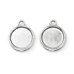 Tibetischer Stil Legierung flache runde Anhänger Fassungen&nbsp;TIBEP-M022-32AS