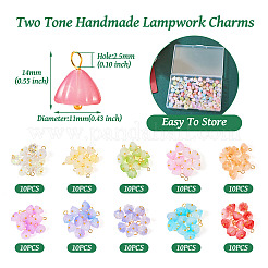100 Stück 10 Farben zweifarbige handgemachte Bunte Malerei Charms&nbsp;FIND-TA0003-89