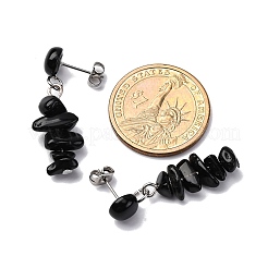 Boucles d'oreilles pendantes en obsidienne naturelle&nbsp;EJEW-JE06371-07