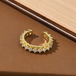 Offene Manschettenringe aus Messing mit Mikropavé und Zirkonia für Damen&nbsp;RJEW-C163-07G