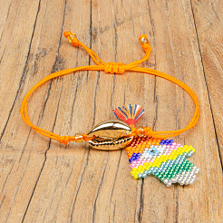 Boho Miyuki Perlen Hamsa Hand Charm verstellbare Damenarmbänder&nbsp;PZ5125