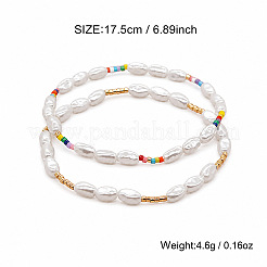 2 bracelet extensible en perles ovales d'imitation et perles de rocaille (2 styles différents).&nbsp;KV4840