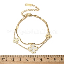 Braccialetti multifilo con ciondolo in perla di conchiglia in acciaio inossidabile 304&nbsp;BJEW-U028-01G