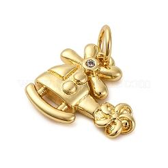 Pendentifs avec zircon cubiques à micro-pavés en laiton&nbsp;KK-P308-64G