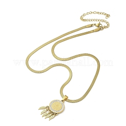 Collar con colgante de pluma y medalla de San Benito&nbsp;NJEW-H055-03G