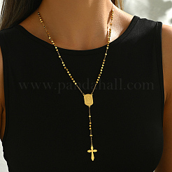 Collane con rosario in acciaio inossidabile 201 con perline da donna&nbsp;HN1728-4