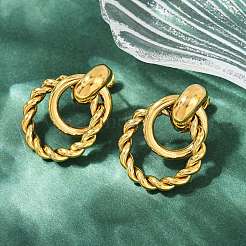 Boucles d'oreilles pendantes à anneau torsadé en acier inoxydable 304&nbsp;EJEW-K268-22G