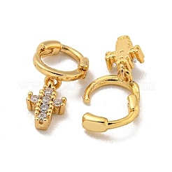 Orecchino a cerchio in zirconi cubici micro pavè di ottone&nbsp;EJEW-C088-01A-G