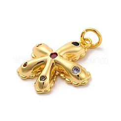 Pendentifs avec zircon cubiques à micro-pavés en laiton&nbsp;KK-U033-09G-02