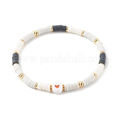 Ensembles de bracelets extensibles de perles heishi en argile polymère pour la saint valentin&nbsp;BJEW-JB06298-02