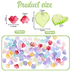 200 Uds. 2 estilos de cuentas de vidrio pintadas con aerosol transparente&nbsp;GLAA-PH0004-45