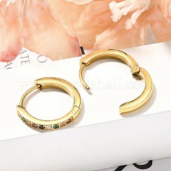 Pendientes de aro de acero inoxidable 304 con micropavé de circonitas cúbicas&nbsp;EJEW-C096-01J-G
