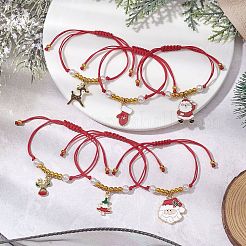 Bracelets de perles tressées en alliage émaillé sur le thème de Noël&nbsp;BJEW-JB11110