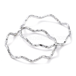 Anillos de dedo con textura ondulada de acero inoxidable 304 que no se deslustran&nbsp;RJEW-G298-02P