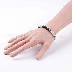 Bracelets extensibles en amazonite naturel forsted&nbsp;BJEW-JB03361-03