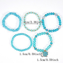 Stretcharmbänder aus böhmischen Glas- und Kunststoffperlen sowie Armbänder mit Kamelienanhängern aus Zinklegierung und Emaille&nbsp;FS-WG4AF45-02