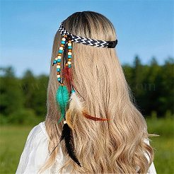 1 Stück Boho Federn Stirnband Haarverlängerung Kopfbedeckung&nbsp;AJEW-DJ0001-51B