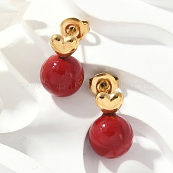 Pendientes de botón esmaltados de acero inoxidable 304&nbsp;EJEW-G423-11G