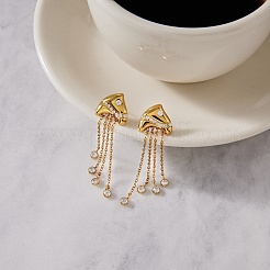 Boucles d'oreilles pendantes en acier inoxydable 304 serties de micro-pavés de zirconiums cubiques pour femmes&nbsp;SA-CBAABBA-01G