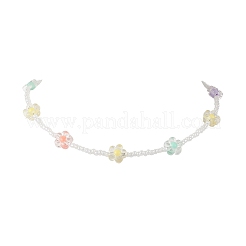 5 collana di fiori con perline di semi in acrilico e vetro&nbsp;NJEW-JN05291