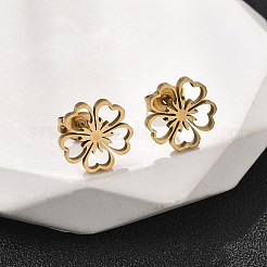 Blume 201 Edelstahl Anhänger Halsketten & Ohrstecker Sets für Frauen&nbsp;SJEW-Q025-04G