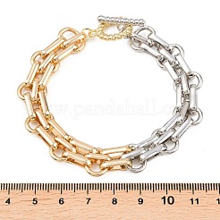 Zweifarbige ovale Gliederarmbänder aus Messing für Damen&nbsp;BJEW-G771-01GP