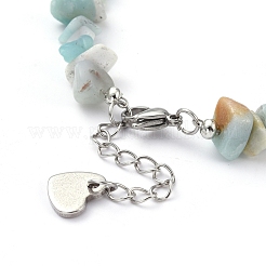 Pulseras de cuentas de amazonita de flor natural con chip&nbsp;BJEW-JB05258-02