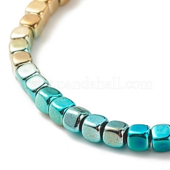 Braccialetti elastici con cuore in ematite sintetica a 2 pezzi e cubo con perline&nbsp;BJEW-JB07721