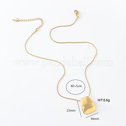 3 collar con colgante rectangular curvo de acero inoxidable europeo para mujer.&nbsp;PW7828