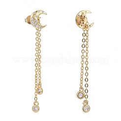 Boucles d'oreilles pendantes en laiton avec pavé de zircon cubique transparent&nbsp;EJEW-K083-16G
