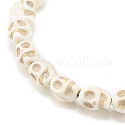Synthetisches türkisfarbenes (gefärbtes) Totenkopf-Stretch-Armband&nbsp;BJEW-JB08069-01