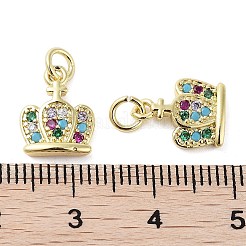 Crémaillère couronne de placage micro en laiton pavent breloques zircone cubique&nbsp;KK-E102-01G