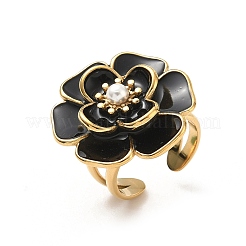 Anelli polsini aperti a forma di fiore in acciaio inossidabile 304&nbsp;LS-RJEW-A086-03G