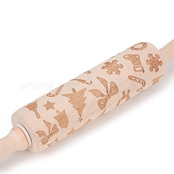 Chaussettes de canne de Noël rouleaux à pâtisserie en bois&nbsp;DIY-E034-10B