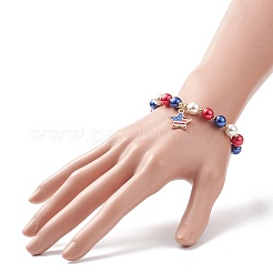 Braccialetto elasticizzato con perle di conchiglia e perline di vetro rotonde&nbsp;BJEW-TA00216