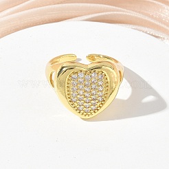 Anillos abiertos de latón con micropavé de circonitas cúbicas para mujer&nbsp;CU-CBA760A-13C-G