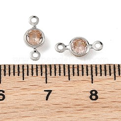Shegrace Messing-Pavé-Zirkonia-flache runde Verbindungsanhänger&nbsp;XGRQ2O066-442B-P