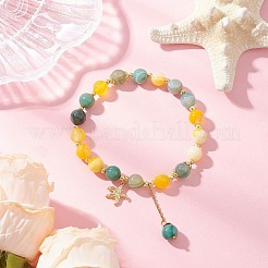 2 bracciale elastico con perline rotonde in agata striata naturale&nbsp;BJEW-JB11936