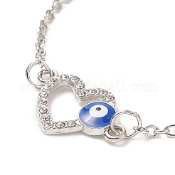 Set di 2 cuore di strass di cristallo a 2 colori con braccialetti a maglie malocchio&nbsp;BJEW-JB09166