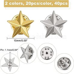 40 spilla in lega a forma di pentagramma in 2 colori&nbsp;JEWB-FH0001-09